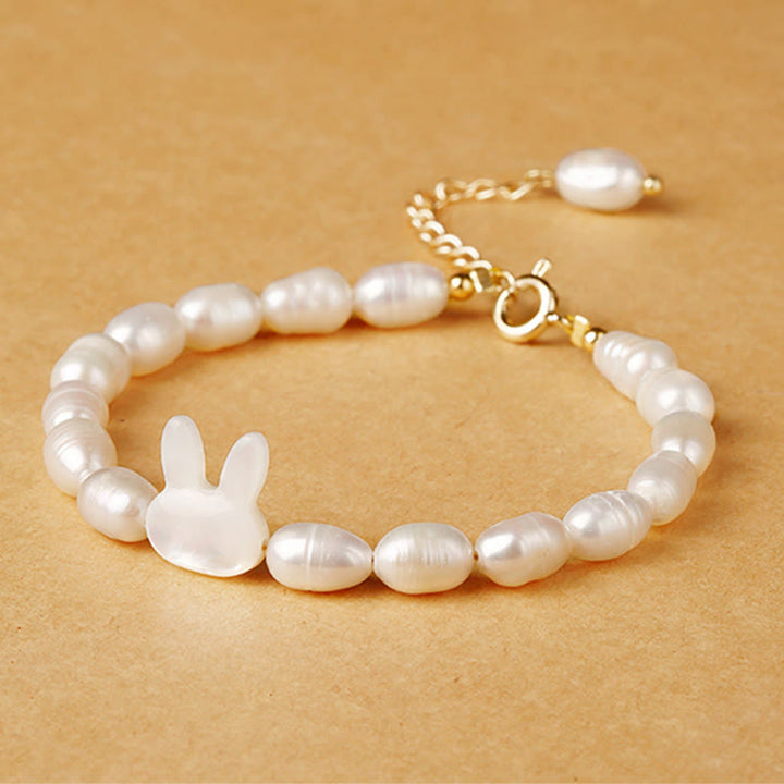 Pulsera de sinceridad de conejo lindo con perlas naturales de Buddha Stones