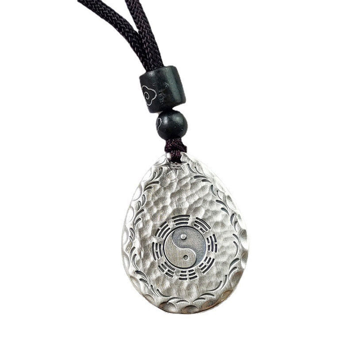 Buddha Stones Vintage Plata de Ley 999 Yin Yang Bagua diseño de gota de agua equilibrio armonía collar colgante - image 13