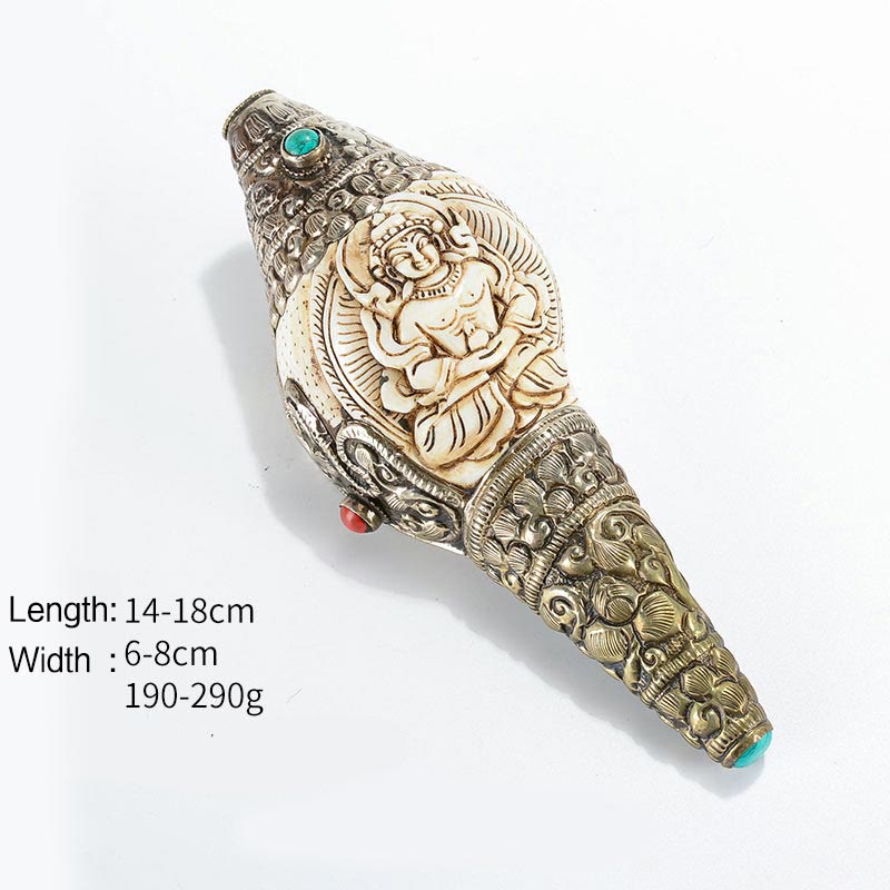Decoración positiva de la riqueza de la concha de Buda Shankha grabada hecha a mano tibetana - Buda de la longevidad - image 9