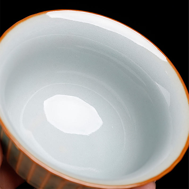 Taza de té y platillo con tapa, cerámica Gaiwan Sancai, cambio de horno de esmalte Retro, Buddha Stones , Kung Fu - image 11