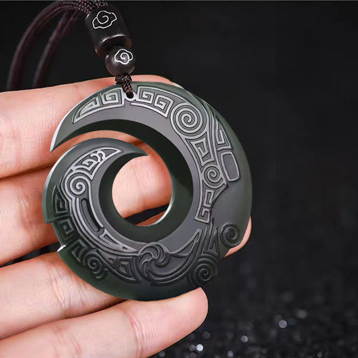 Buddha Stones, la suerte mejora el diseño, colgante de collar de la suerte con hebilla de la paz de Jade cian hetiano