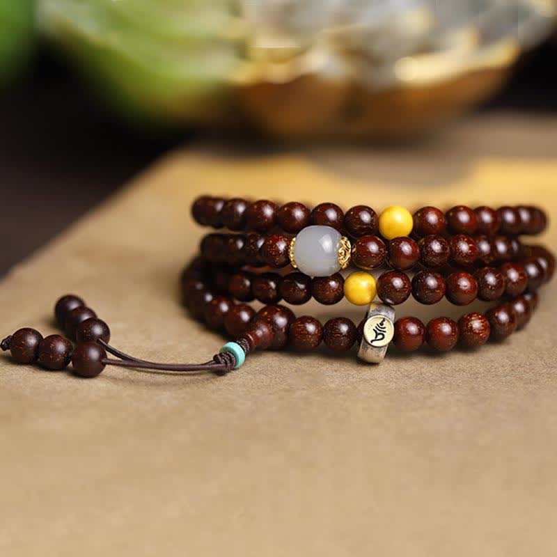 Pulsera de plata de ley 925 con Buddha Stones , hoja pequeña india, sándalo rojo, jade gris hetiano, ámbar, estrella dorada
