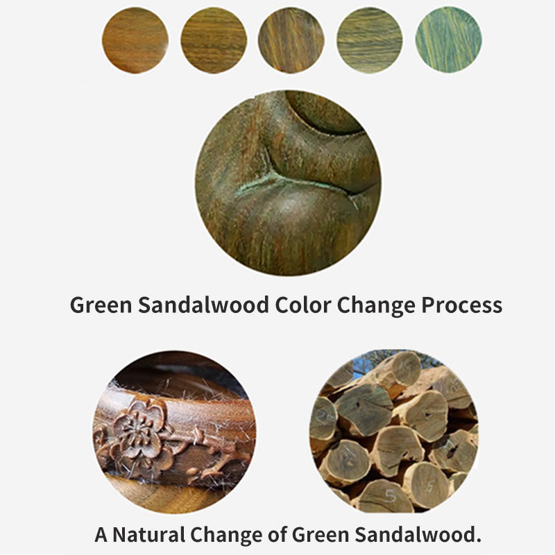 Buddha Stones Sándalo Verde Pequeño Mini Lindo Gato de la Suerte Decoraciones de Paz - image 15