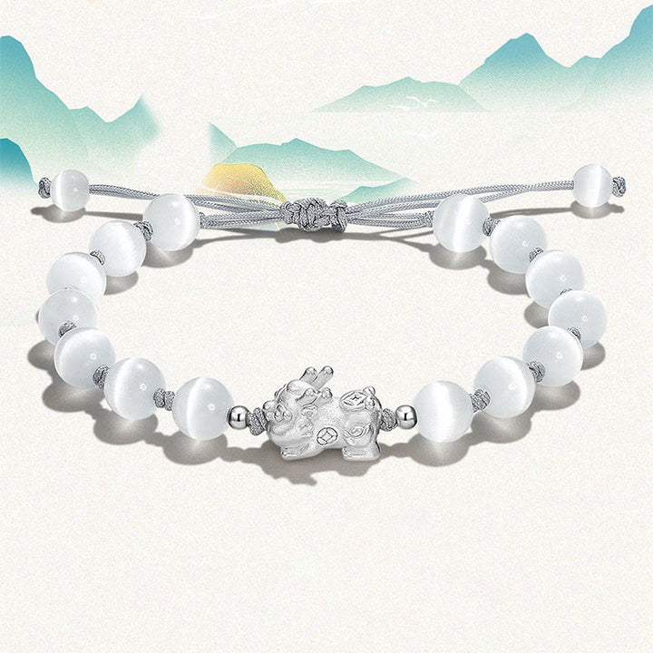 Pulsera de fuerza PiXiu con Buddha Stones, obsidiana negra natural, ojo de gato, cristal rosa