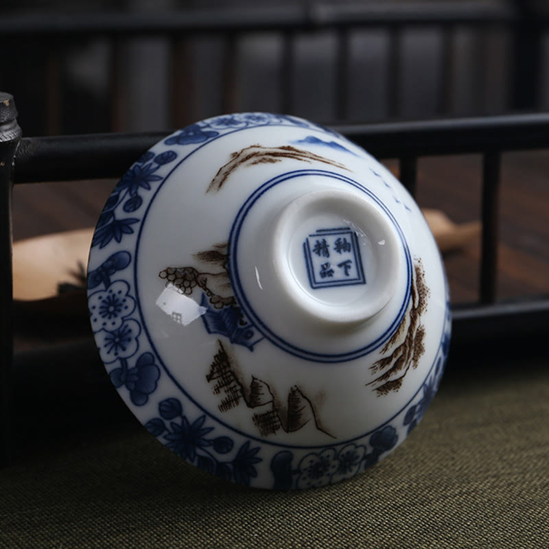 Taza de té de Buddha Stones, flores, carácter Fu, montañas, loto, flores de cerezo, taza de té de Kung Fu