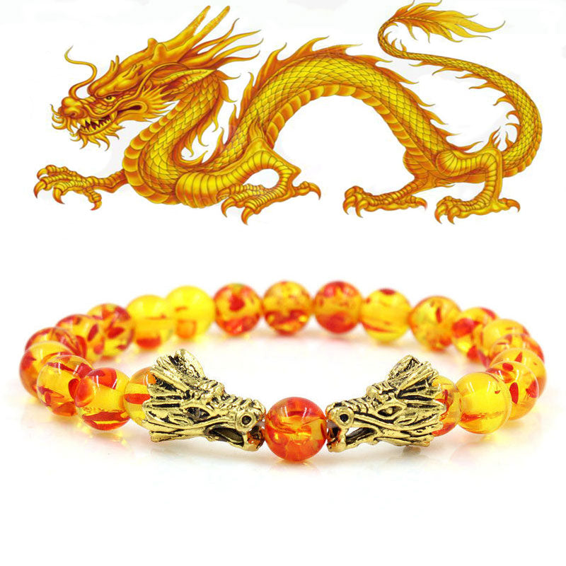 Pulsera con cuentas de bendición de dragón de roca de lava, turquesa blanca, Buddha Stones - image 12