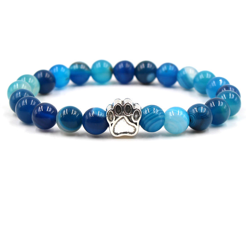 Pulsera de calma positiva con pata de perro de ágata verde de ágata india