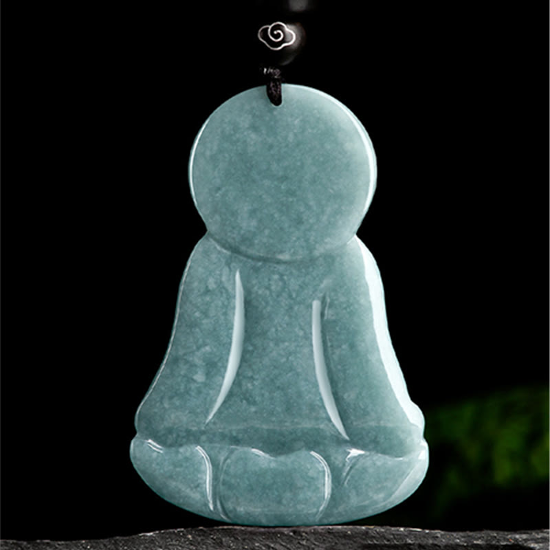 Buddha Stones Amitabha Buda Natural Jade Lotus Amuleto Compasión Cadena Collar Colgante - image 6