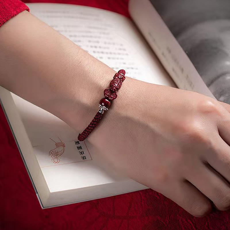 Pulsera trenzada de cinabrio PiXiu hecha a mano con Buddha Stones - image 11