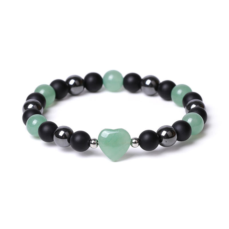 Pulsera de protección de corazón de amor de cristal de piedra de ojo de tigre de ónix negro de Buddha Stones