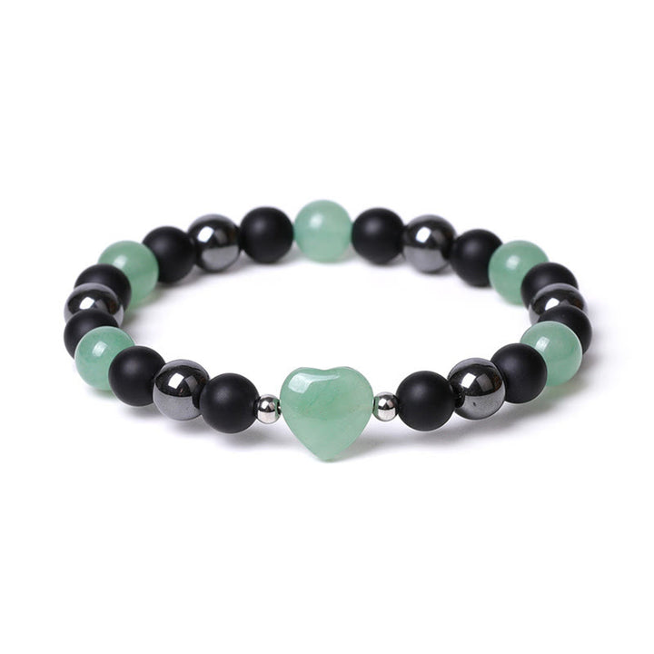 Pulsera de protección de corazón de amor de cristal de piedra de ojo de tigre de ónix negro de Buddha Stones
