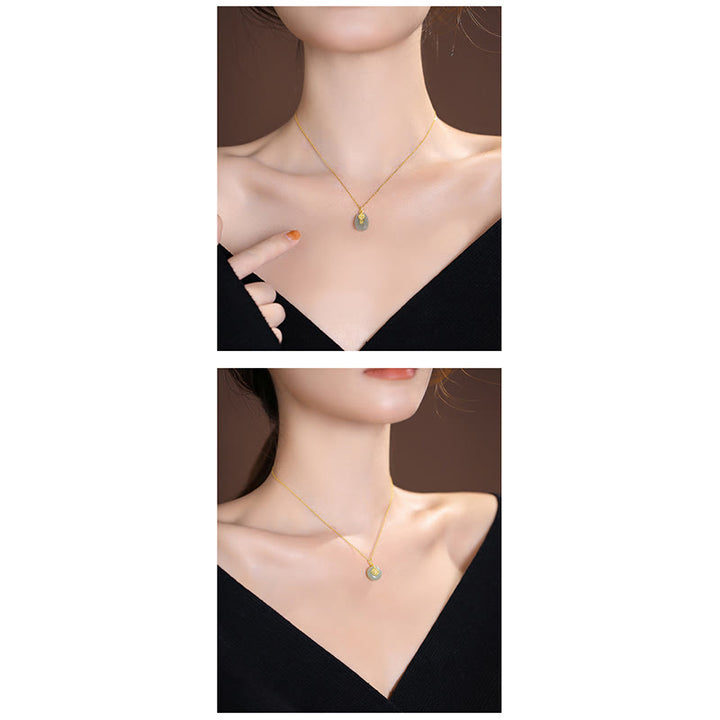 Plata de Ley 925 Natural Hetian Jade cian Jade suerte riendo Buda mariposa collar colgante - image 29