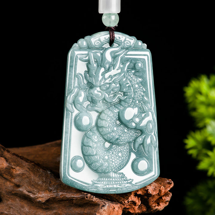Buddha Stones Año del Dragón Dragón del Zodíaco Chino Viaja por el Mundo Collar de Fuerza de Jade Colgante