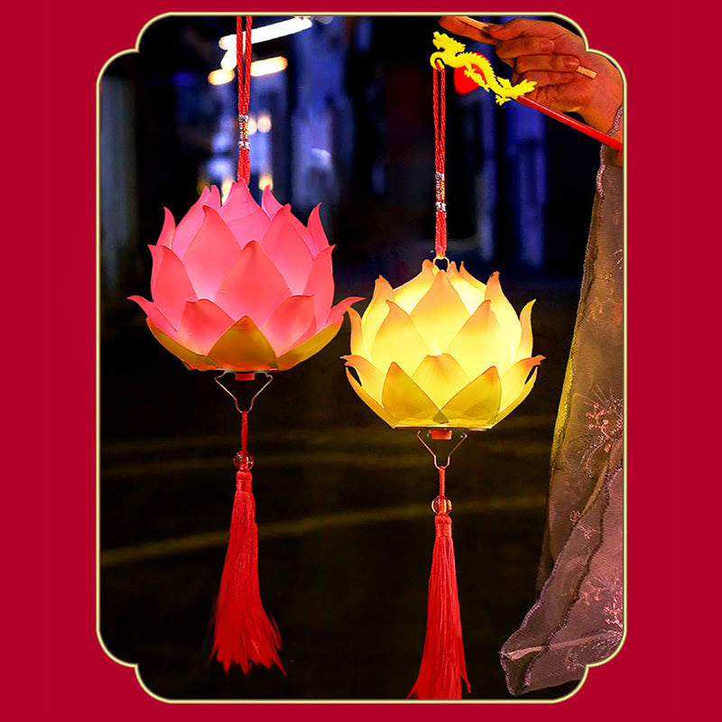 Buddha Stones DIY flor de loto dragón linterna borla lámpara decoración - image 11