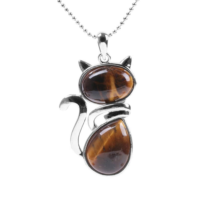 Colgante de collar de protección de cristal natural con patrón de gato de Buddha Stones - image 16