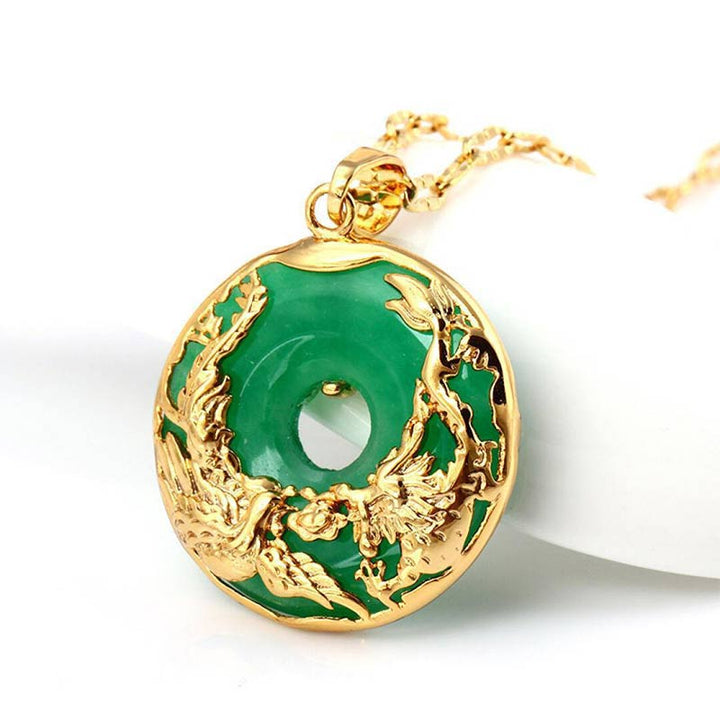 Collar de prosperidad de jade natural con Buddha Stones
