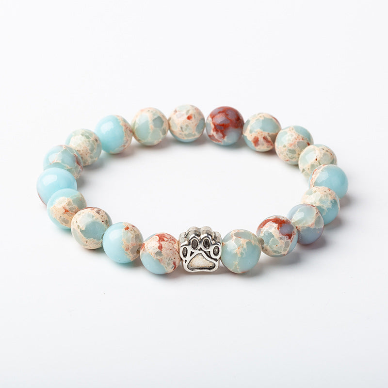 Pulsera de calma positiva con pata de perro de ágata verde de ágata india