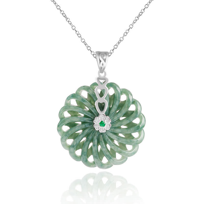 Collar con colgante de cadena de acero y titanio con hebilla de paz de jade redondo natural y Buddha Stones - image 5