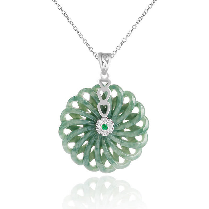 Collar con colgante de cadena de acero y titanio con hebilla de paz de jade redondo natural y Buddha Stones - image 5