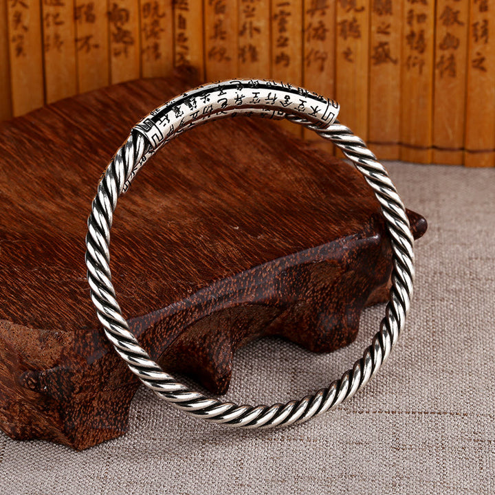 Brazalete de pulsera de equilibrio con diseño trenzado de Sutra de corazón Retro con Buddha Stones
