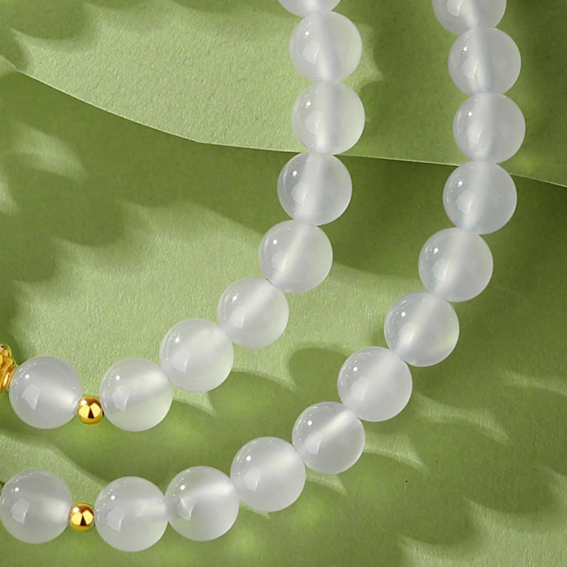 Pulsera de protección doble de cinabrio de ágata blanca natural de plata de ley 925 con Buddha Stones