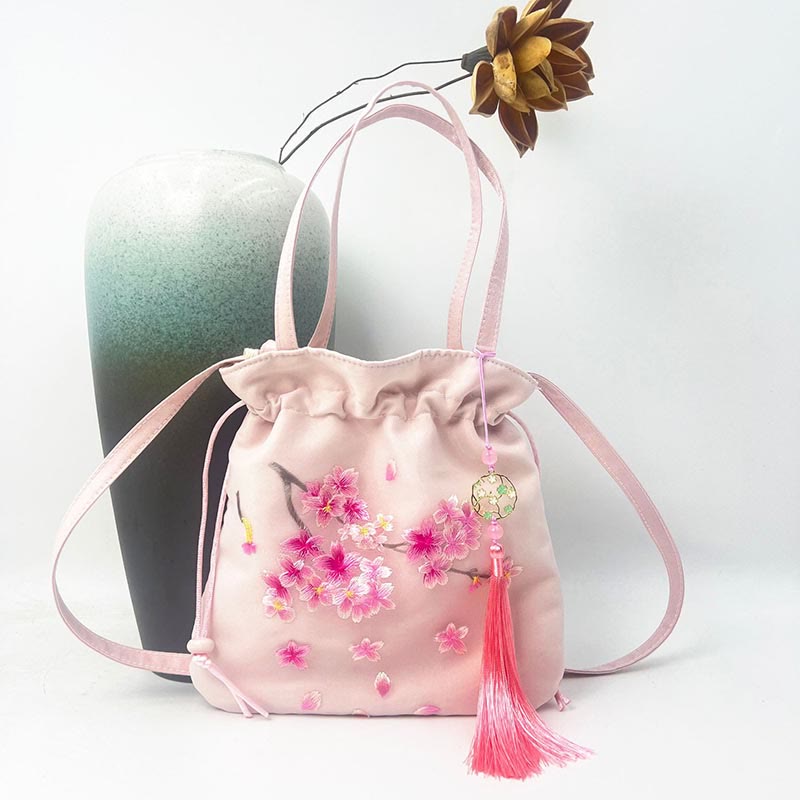 Buddha Stones Suzhou bordado Lotus Deer Epiphyllum peonía conejo algodón lino bolso bandolera bolso de hombro