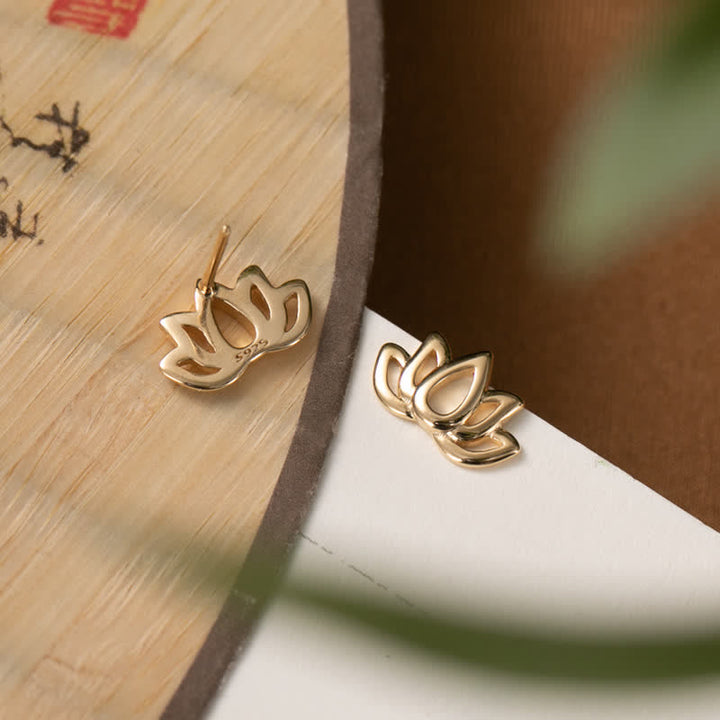 Pendientes de bendición de flor de loto de plata de ley 925 con Buddha Stones - image 5