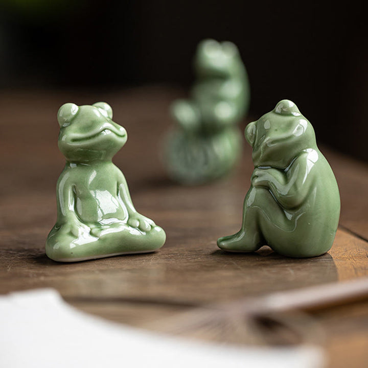 Mini Buddha Stones para meditación, loto pequeño, rana en reposo, cerámica, riqueza, suerte, té para el hogar, figura decorativa para mascotas - image 18