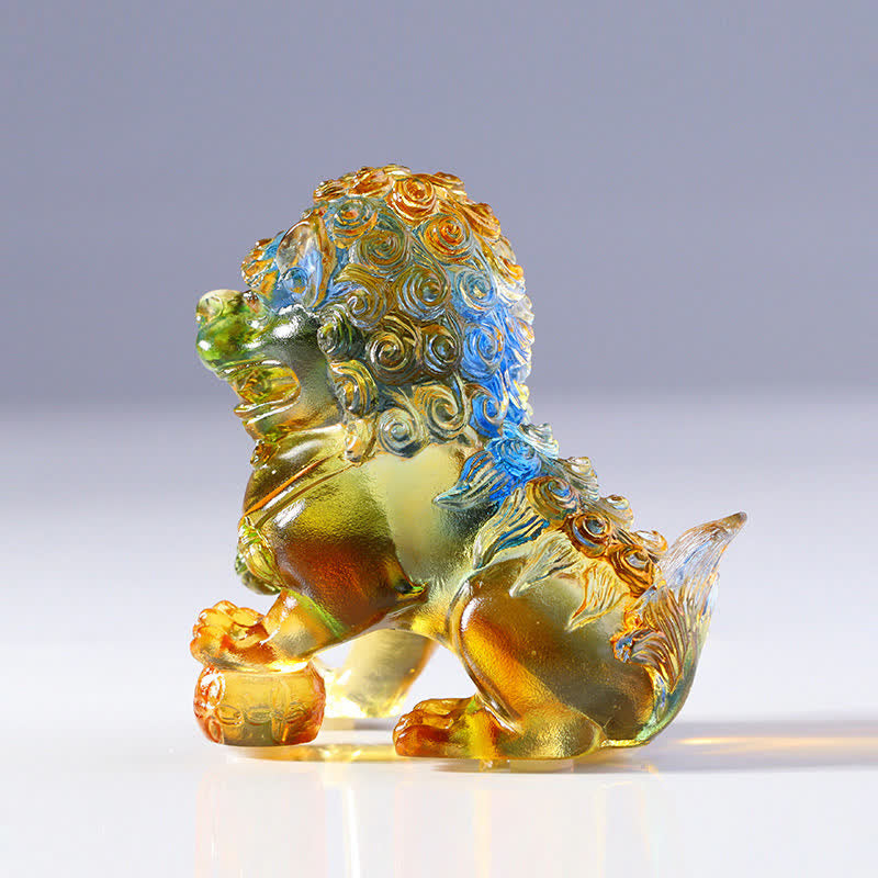 Pieza de arte de León de cristal Liuli hecha a mano, decoración para el hogar y la Oficina