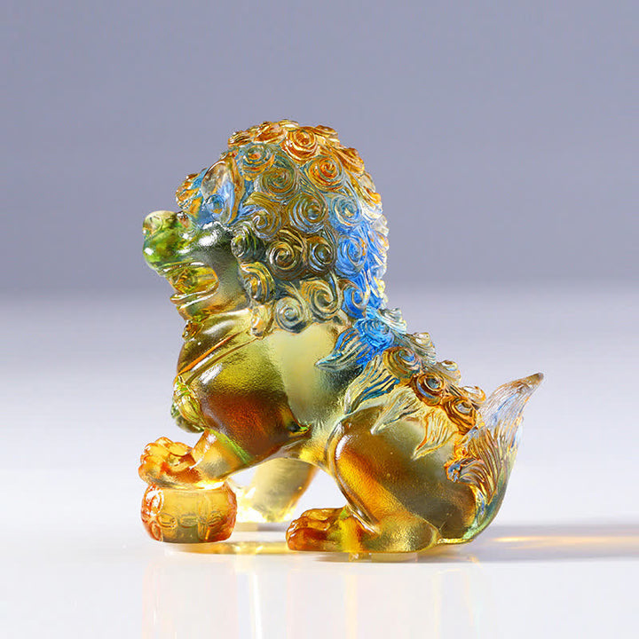 Pieza de arte de León de cristal Liuli hecha a mano, decoración para el hogar y la Oficina