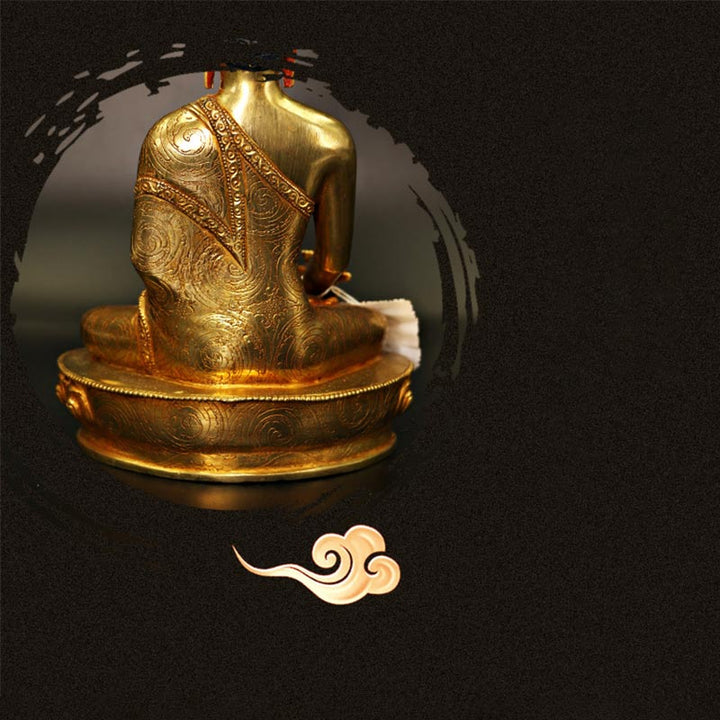 Buda Shakyamuni Medicina Buda Compasión Cobre Chapado En Oro Estatua Decoración