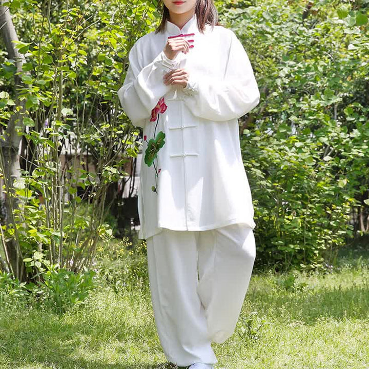 Conjunto de ropa para mujer con diseño de hojas y flores de loto y piedras de Buddha Stones para meditación, tai chi, oración y práctica espiritual zen - image 14