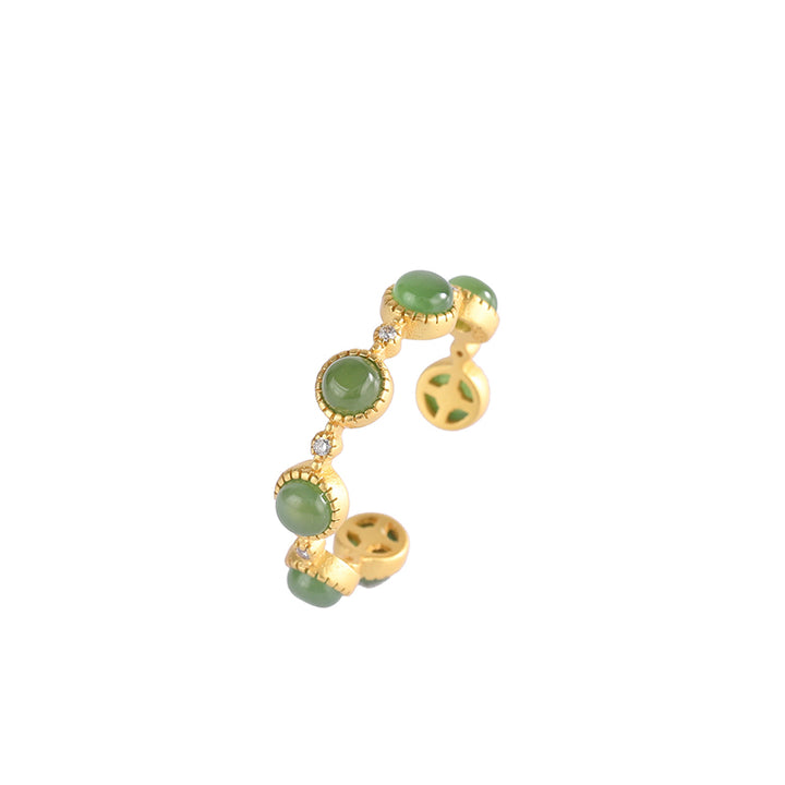 Anillo ajustable calmante curativo de jade cian con Buddha Stones - image 14