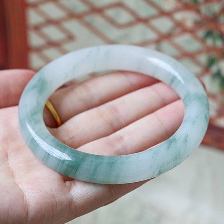 Brazalete de prosperidad de la suerte de jade natural con Buddha Stones