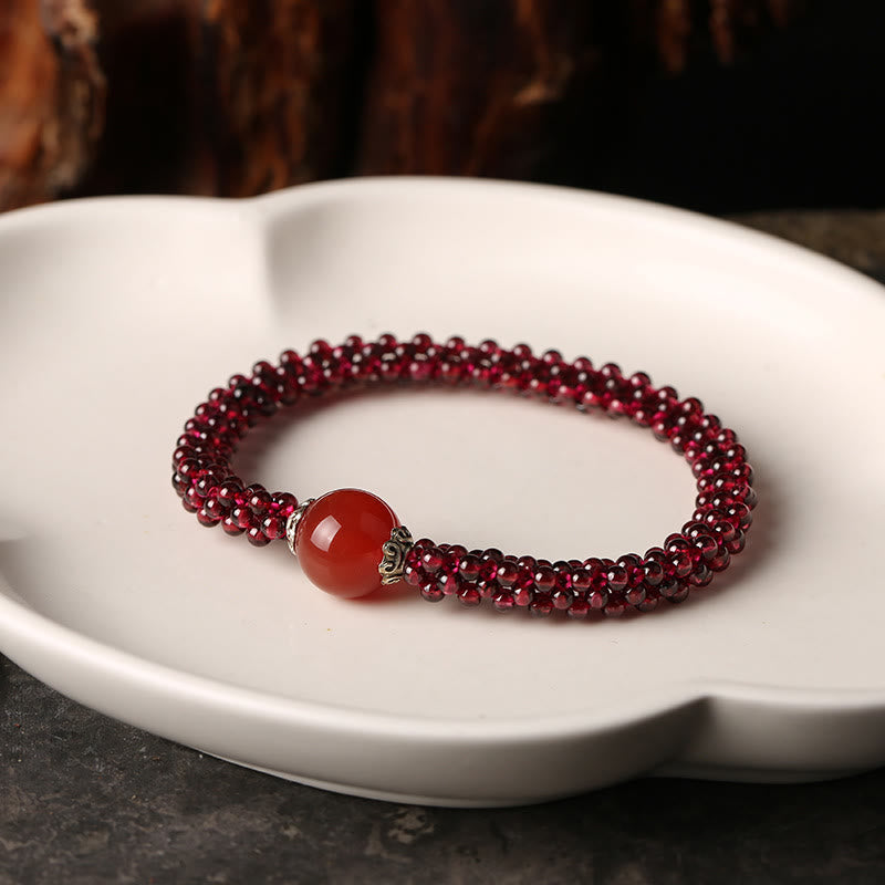 Pulsera de protección de cuentas de amazonita, ágata roja, cristal rosa, granate Natural , Buddha Stones