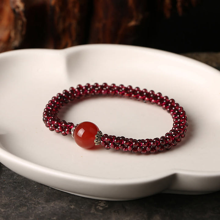 Pulsera de protección de cuentas de amazonita, ágata roja, cristal rosa, granate Natural , Buddha Stones