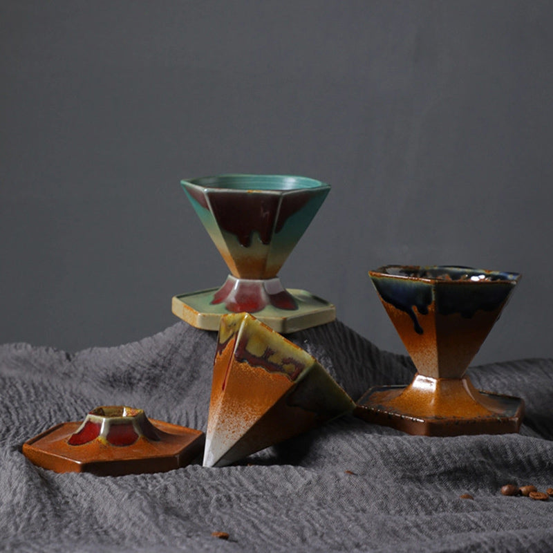 Taza de café y té de cerámica con diseño hexagonal de Buddha Stones, taza de café con base de 170ml