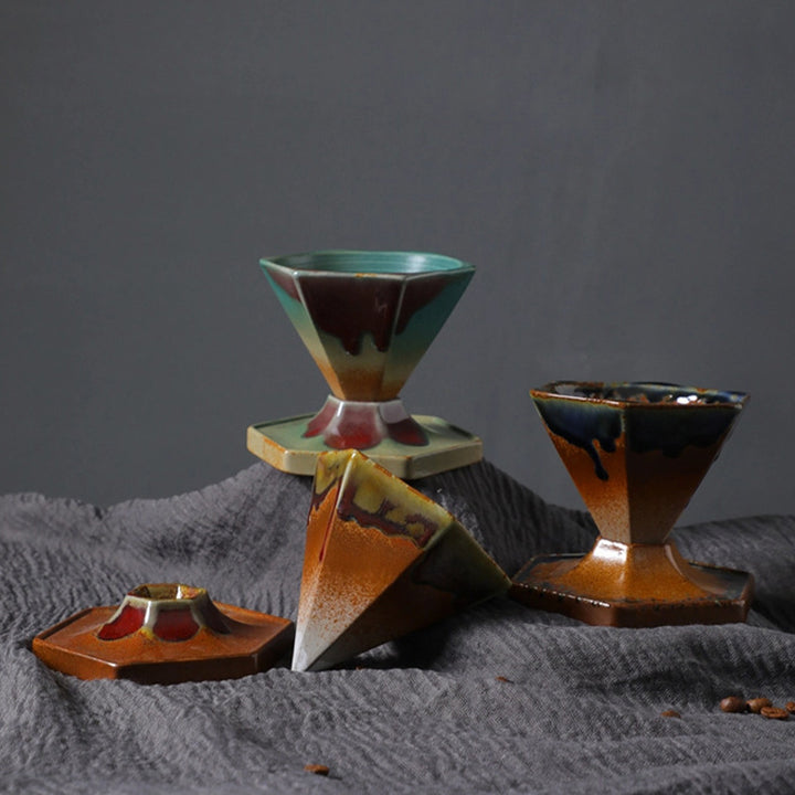 Taza de café y té de cerámica con diseño hexagonal de Buddha Stones, taza de café con base de 170ml