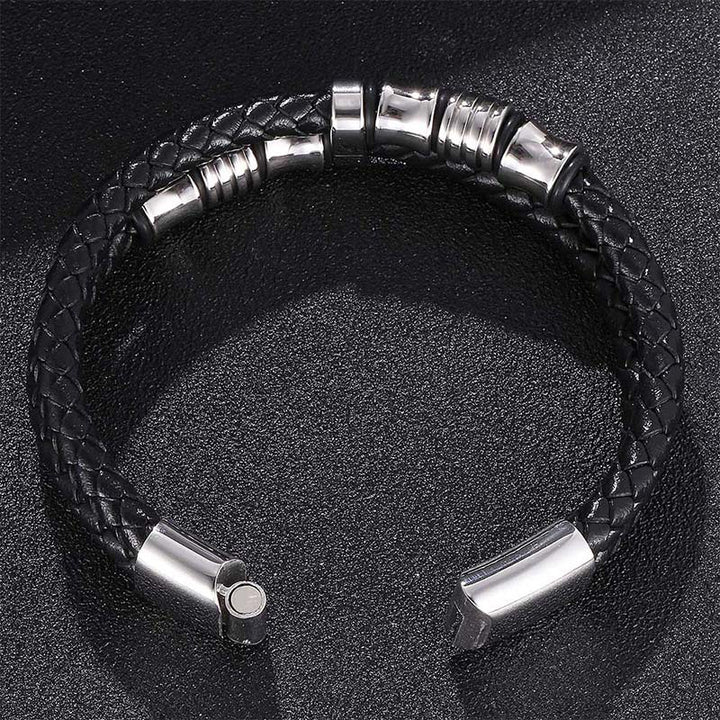 Pulsera Fortune con tejido de cuero en capas de Buddha Stones
