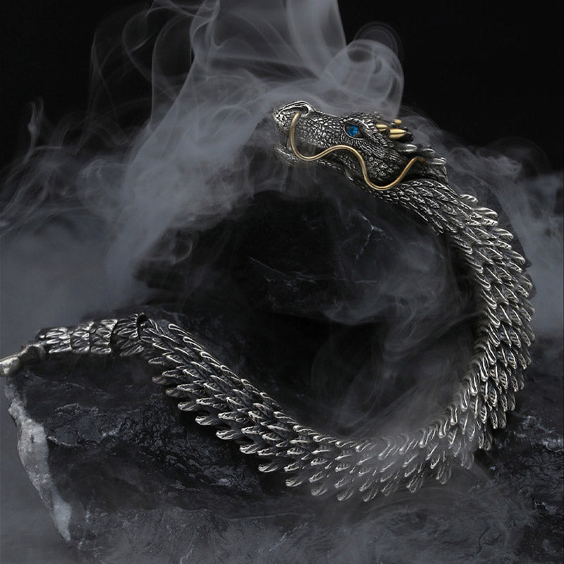 Pulsera de cadena de protección de la suerte con amuleto hecho a mano de dragón nórdico de Buddha Stones