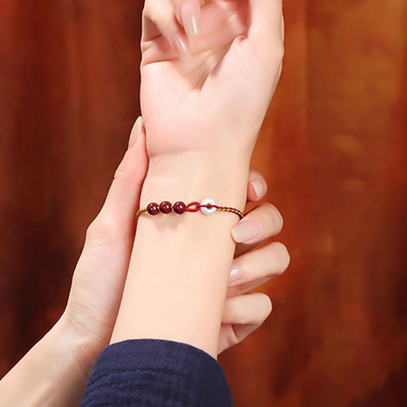 Pulsera de bendición con hebilla de paz de jade cinabrio natural con Buddha Stones