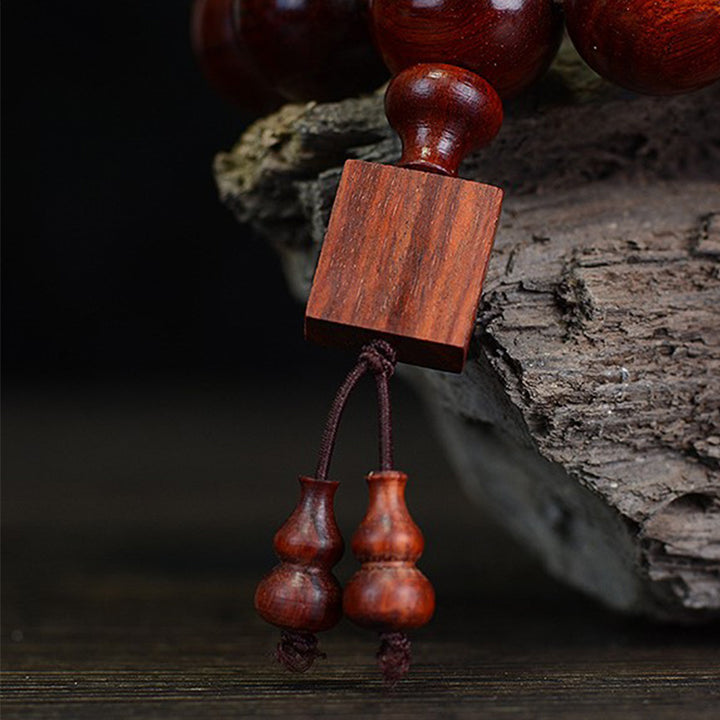 Pulsera de relajación de sándalo rojo de hoja pequeña tibetana con Buddha Stones