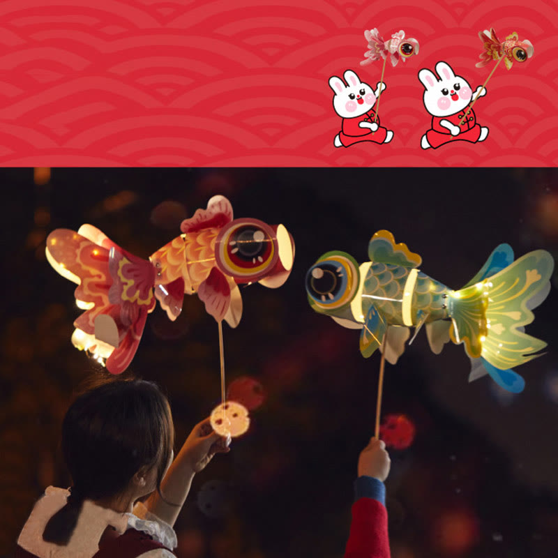 Buddha Stones DIY fortuna suerte pez Koi lámpara de linterna de papel Festival del medio otoño decoración de linterna para niños