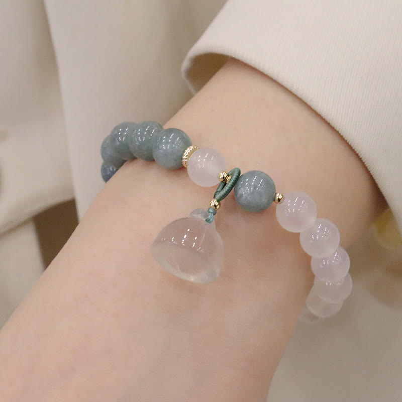 Pulsera de protección con hebilla de paz, flor de loto, Jade, ágata blanca, Buddha Stones
