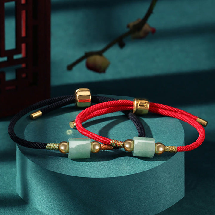 Pulsera de cuerda trenzada con protección de la suerte, malaquita, piedra roja, Aventurina verde hecha a mano, Buddha Stones del Tíbet