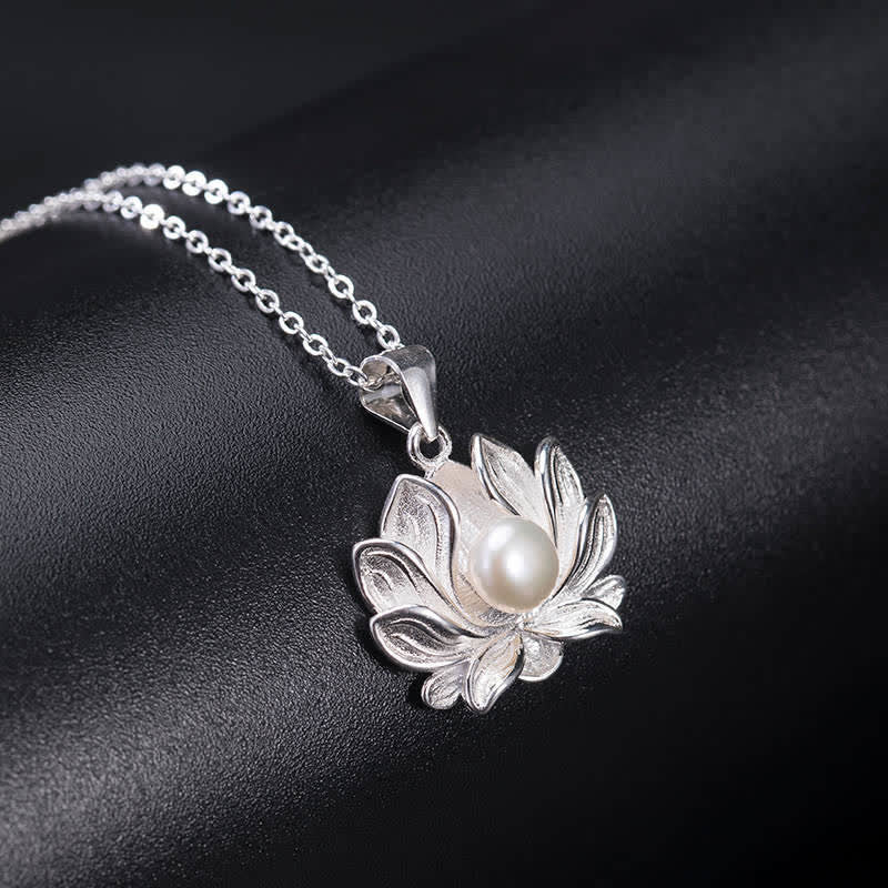 Colgante de collar de riqueza con perlas de flor de loto de plata de ley 925 con Buddha Stones - image 2