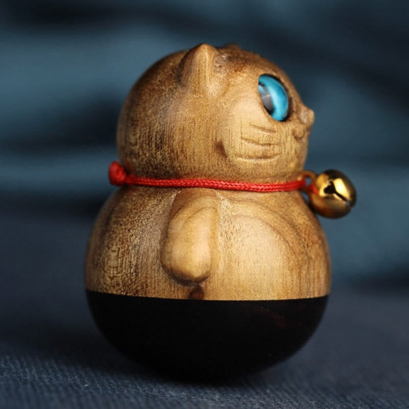 Buddha Stones Mini gato de la suerte gatito Phoebe Zhennan decoración de bendición de madera - image 13