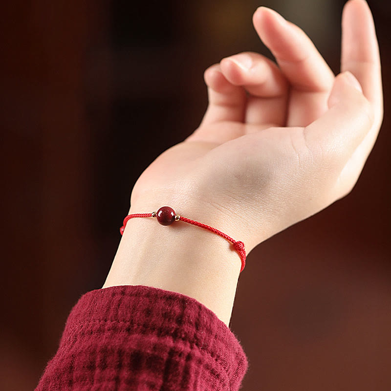 Pulsera tobillera con cuentas de cinabrio de la suerte naturales con Buddha Stones