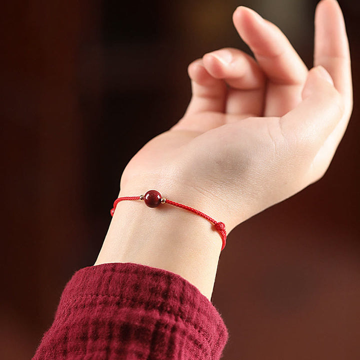 Pulsera tobillera con cuentas de cinabrio de la suerte naturales con Buddha Stones