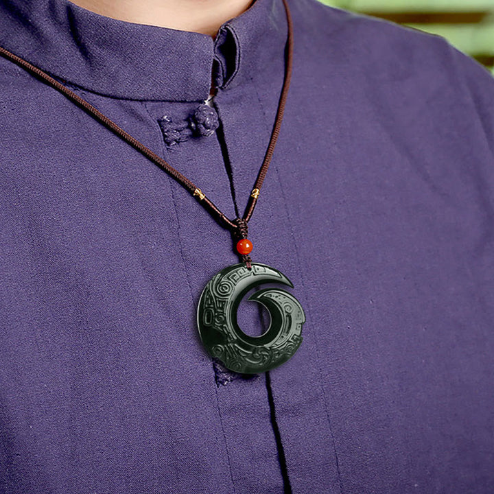 Buddha Stones, la suerte mejora el diseño, colgante de collar de éxito de Jade cian hetiano Natural
